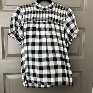 Loft Black & White Plaid Blouse - S